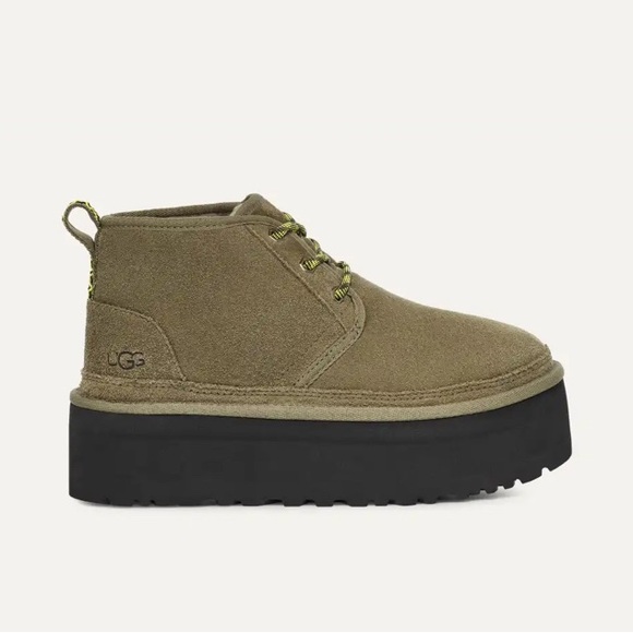 BRAND NEW NEVER WORN UGG NEUMEL HERITAGE PLATFORM SIZE 7 OLIVE - Picture 2 of 12